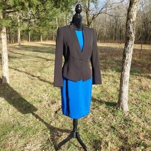 White House Black Market Black Blazer with Blue Dress